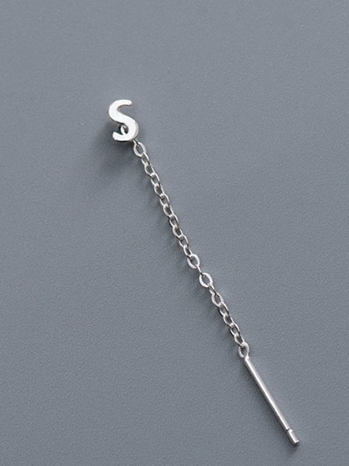 ES2180 [Single S Letter] 925 Sterling Silver Tassel Minimalist Threader Earring